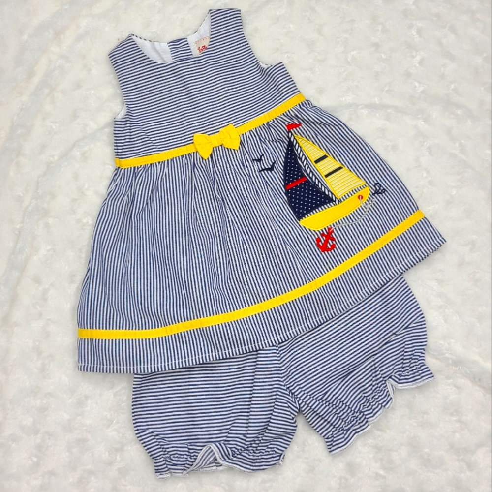 NEW Sailboat dress and bloomers size 9 months